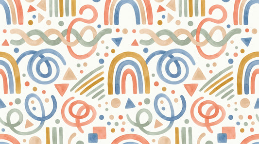 Minimalist Watercolor Geometric Kids Room Wallpaper Wall Mural