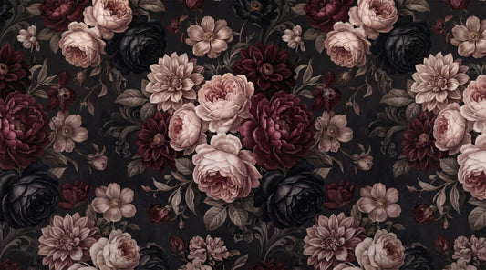 Dark Moody Romantic Floral Bloom Wallpaper Wall Mural