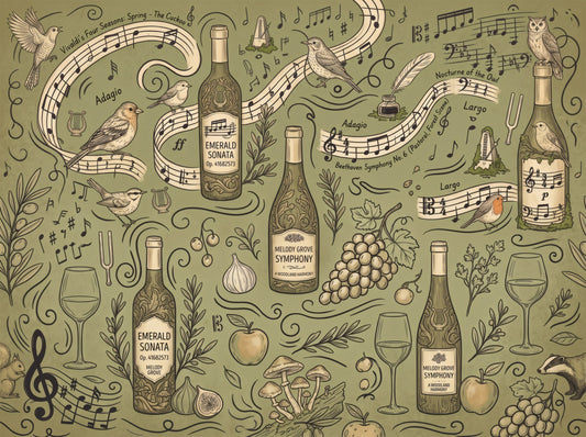 Woodland Symphony Music and Nature Illustration Wall Mural