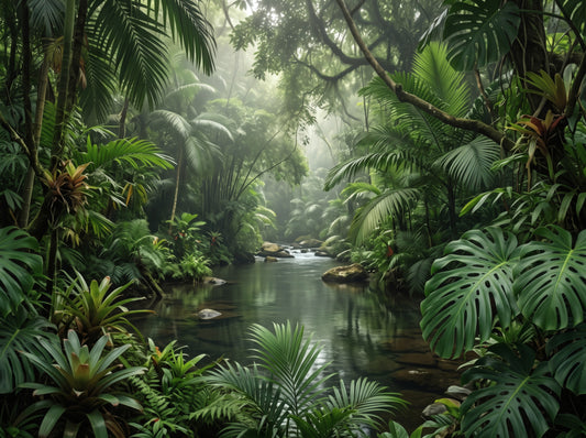 Misty Tropical River Jungle Escape Wall Mural