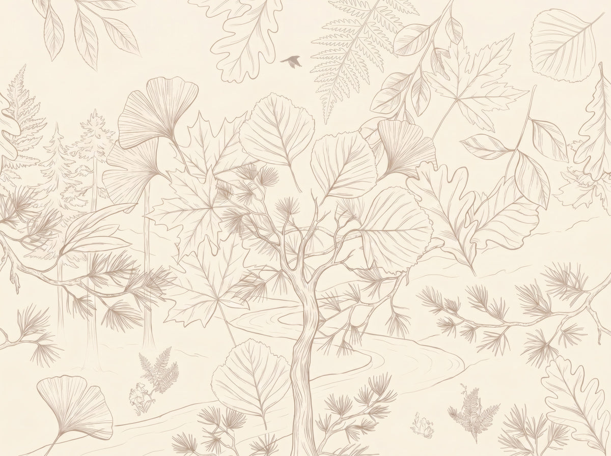 Minimalist Forest Line Art Botanical Wall Mural in your room