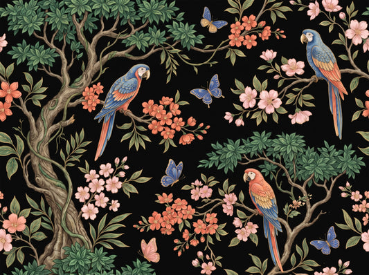 Enchanted Tropical Garden Birds Wallpaper Wallpaper⁠