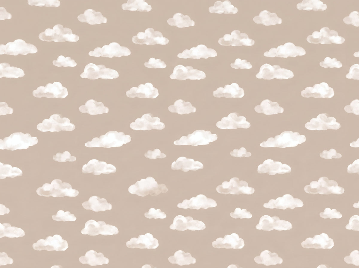 Dreamy Beige Clouds Nursery Pattern Wallpaper⁠