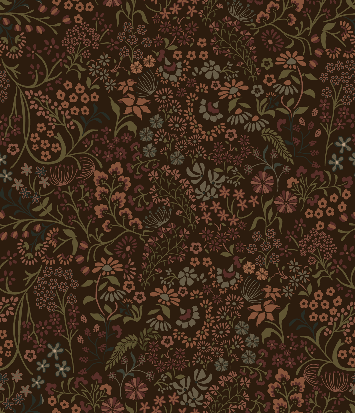 Chestnut Flora Wallpaper⁠ in your room — zoomed