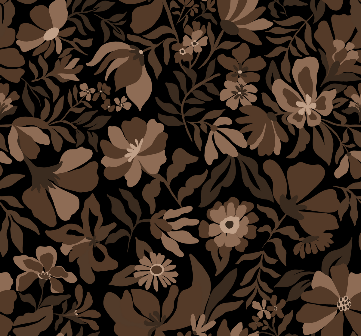 Fall Floral - Brown Beige Wallpaper⁠ in your room — zoomed