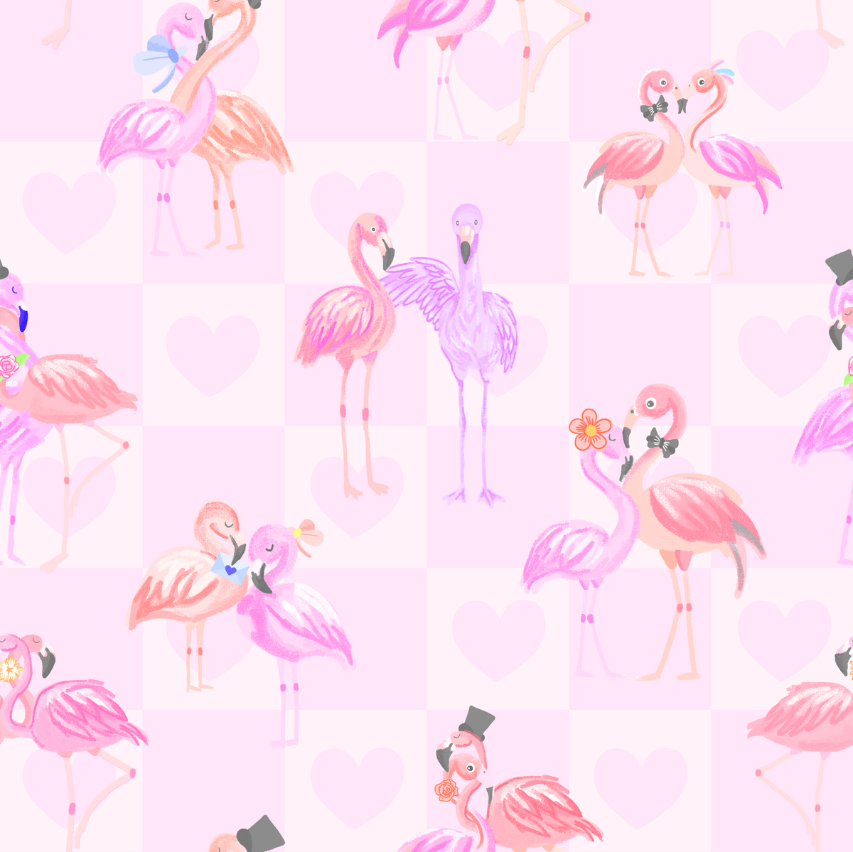 Flamingo in Love Wallpaper⁠ in your room — zoomed