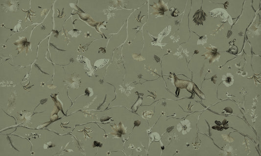 Sage Green Woodland Whisper Wall Mural