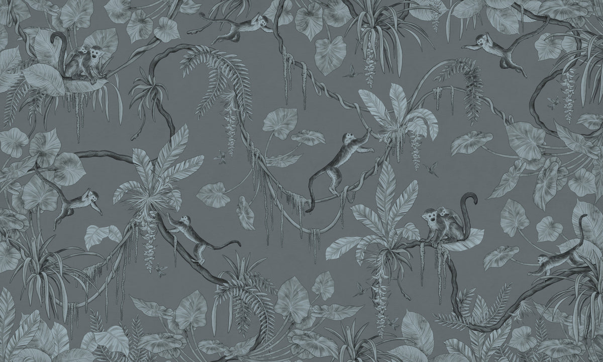 Jungle Sketch - Blue Serenity Wall Mural in your room — zoomed