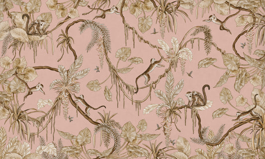 Monkey Grove Blush  Wall Mural