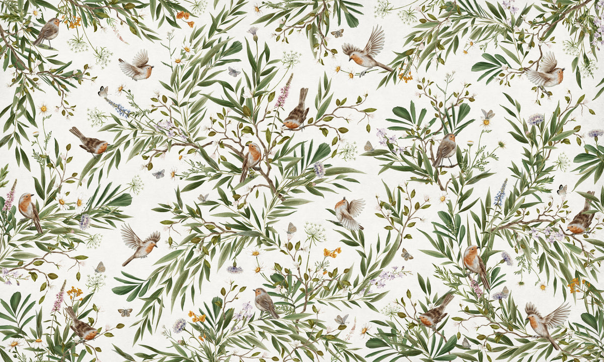 Botanical Aviary  Wall Mural in your room — zoomed