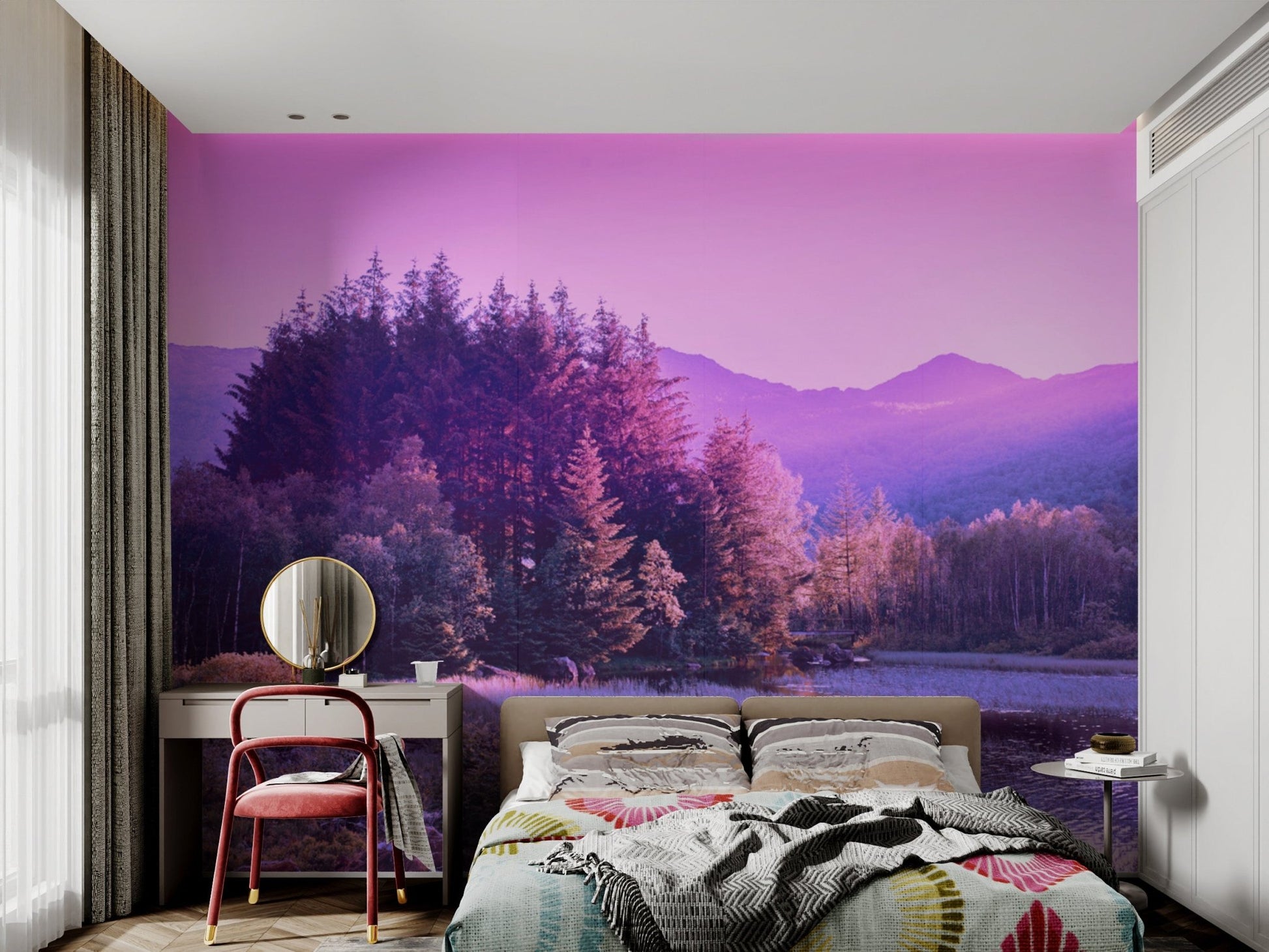 Lavender Twilight Forest Wallpaper - Wallanza