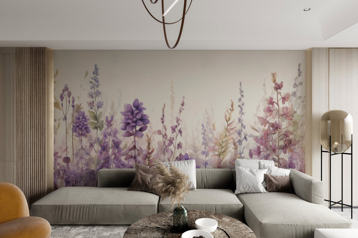 Lavender Watercolor Floral Wallpaper - Wallanza