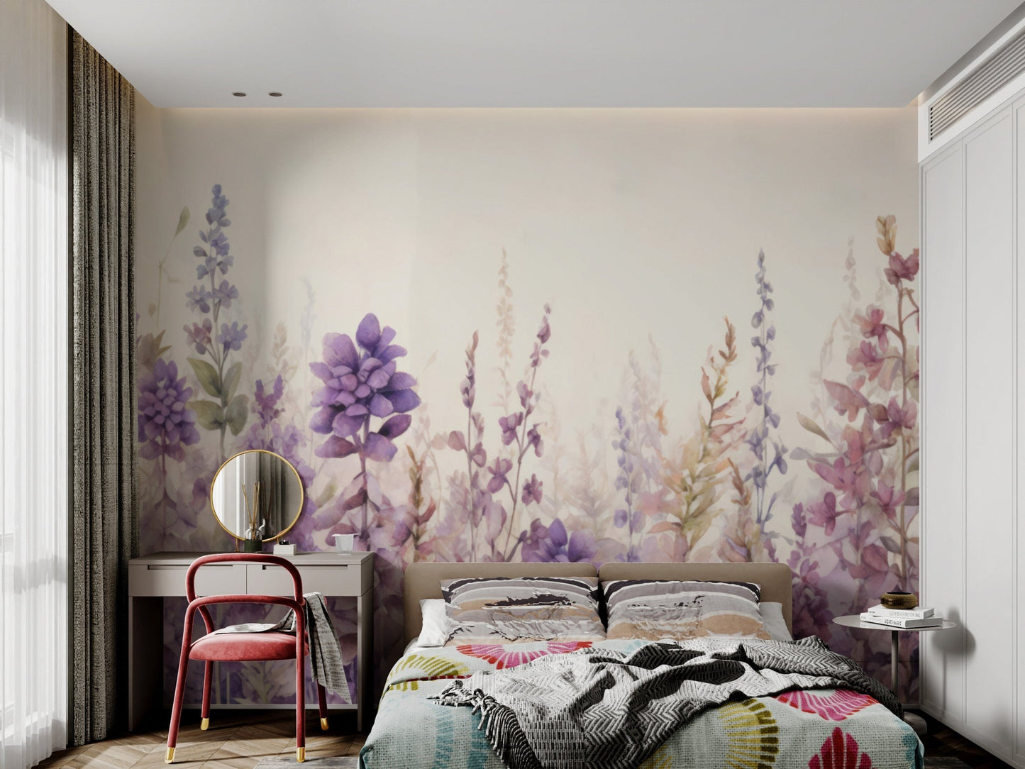 Lavender Watercolor Floral Wallpaper - Wallanza