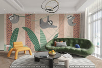 Lazy Sloths Hanging Wall Mural - Wallanza