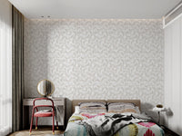 Minimalist leaf pattern wall mural with a repetitive foliage design.