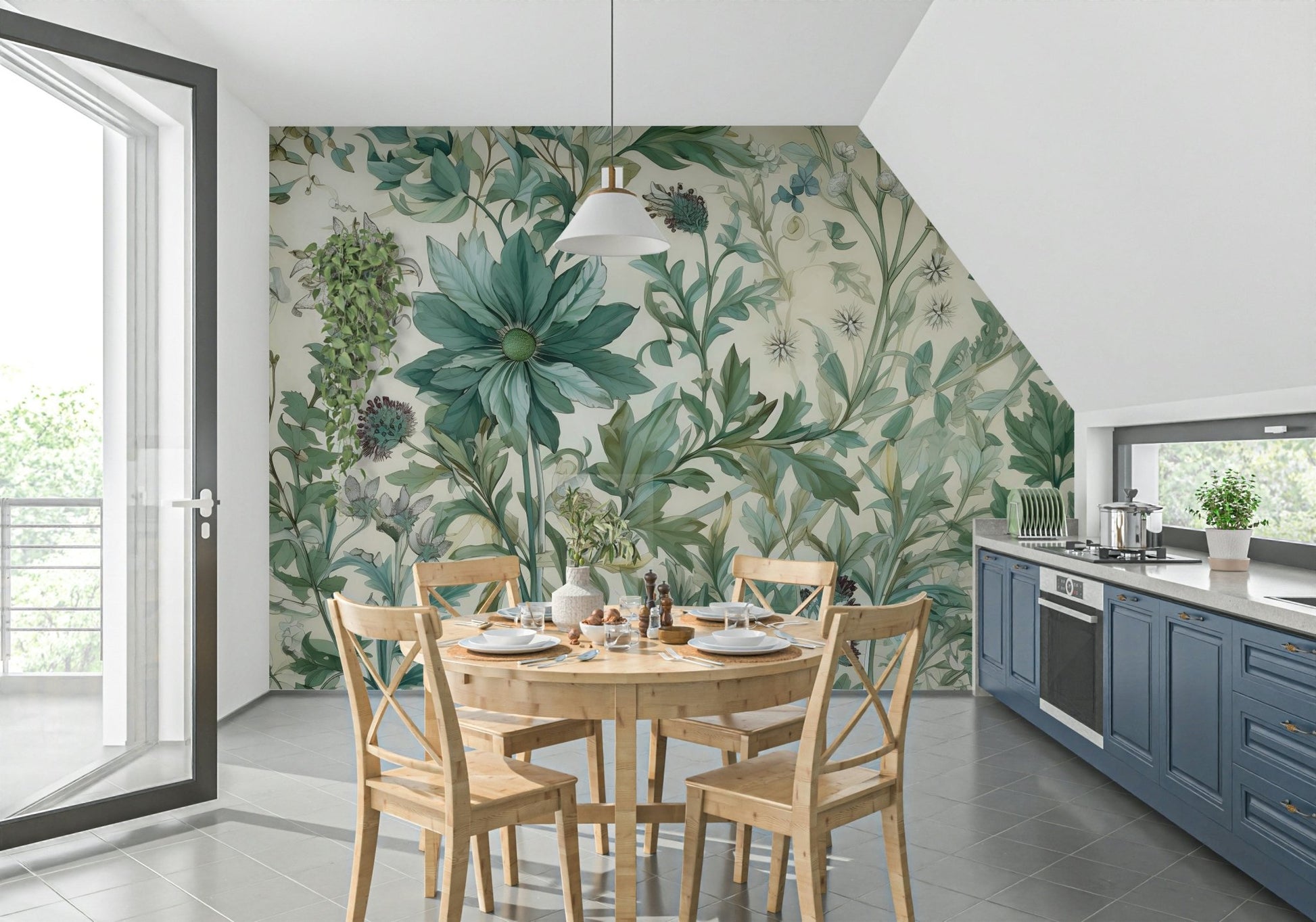 Leafy Blooms Wall Mural - Wallanza