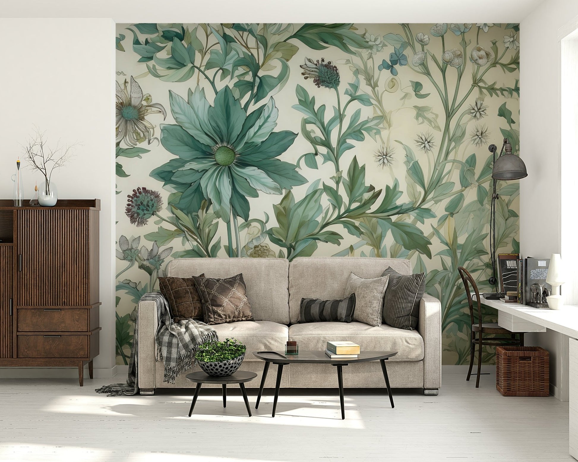 Leafy Blooms Wall Mural - Wallanza