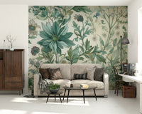 Leafy Blooms Wall Mural - Wallanza
