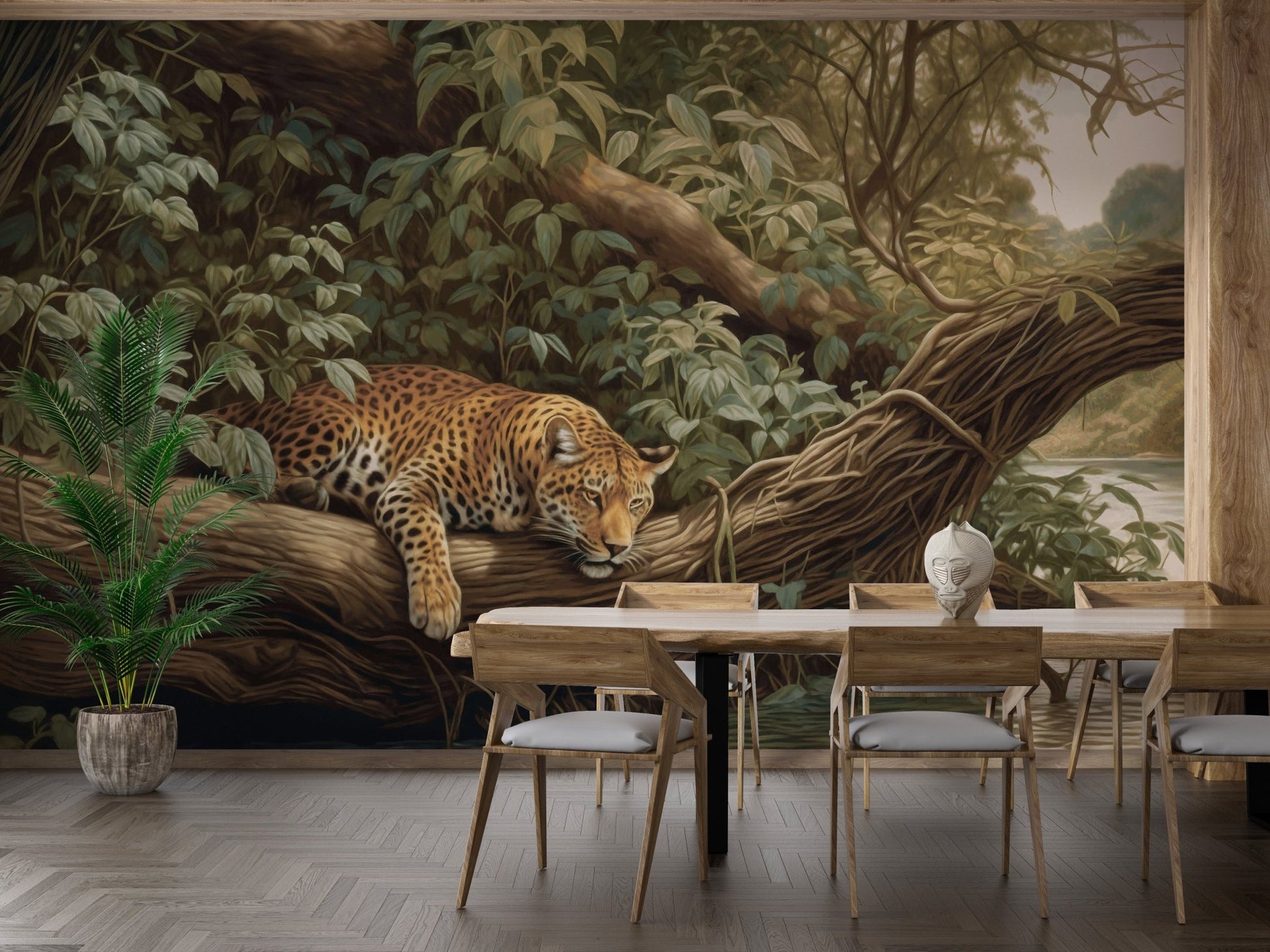 Leopard Jungle Landscape Wall Mural - Wallanza
