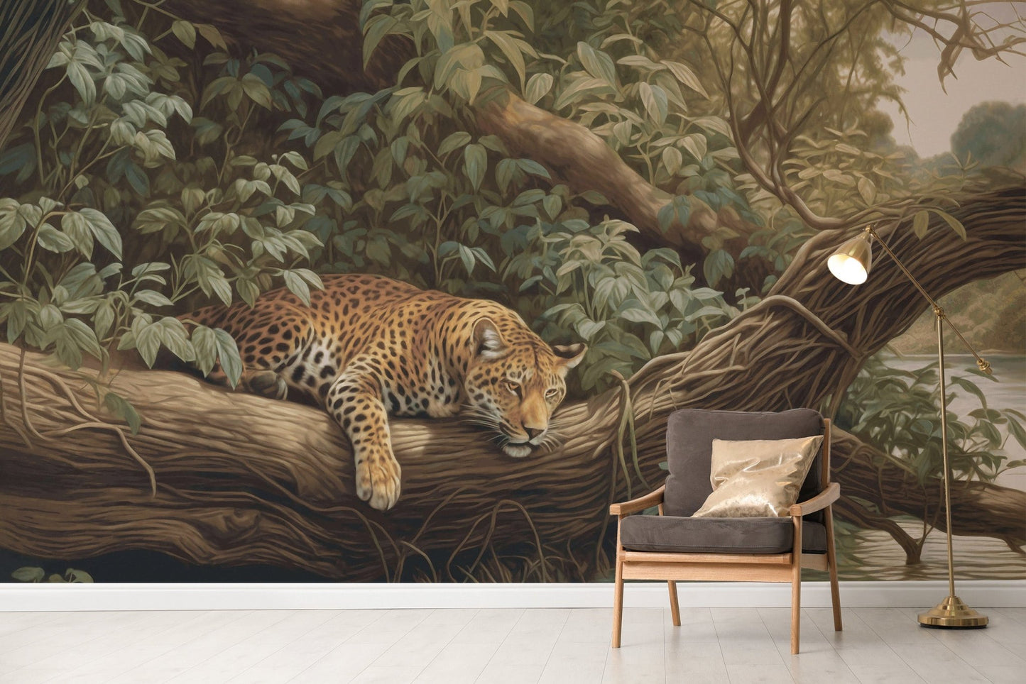 Leopard Jungle Landscape Wall Mural - Wallanza