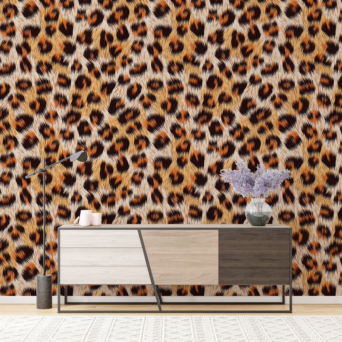 Seamless leopard print wallpaper for modern home interiors