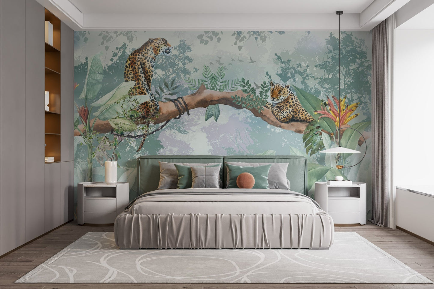 Leopard Wall Murals in a master bedroom.