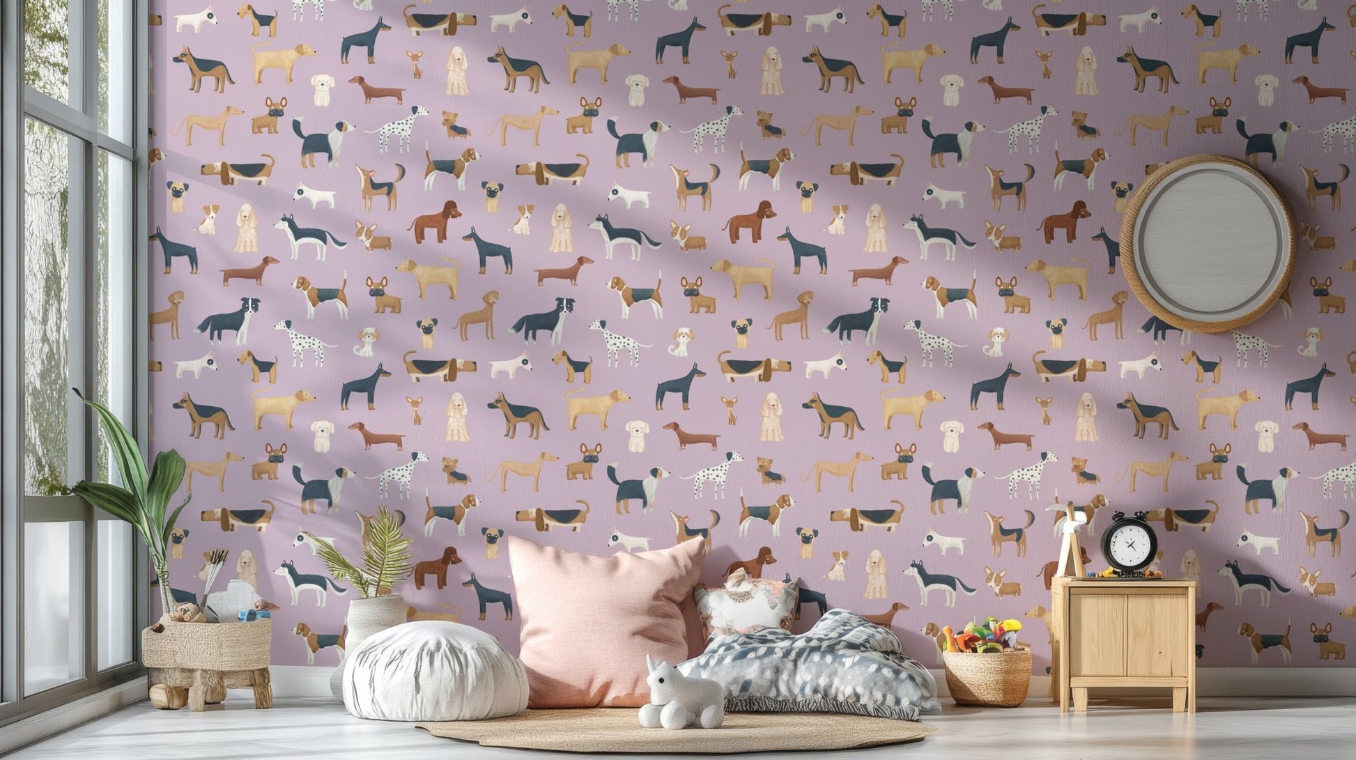 Lilac Dogs Breed Pattern Wallpaper - Wallanza