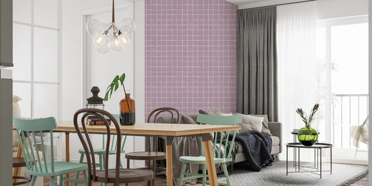 Lilac linen grid geometric wallpaper for modern walls