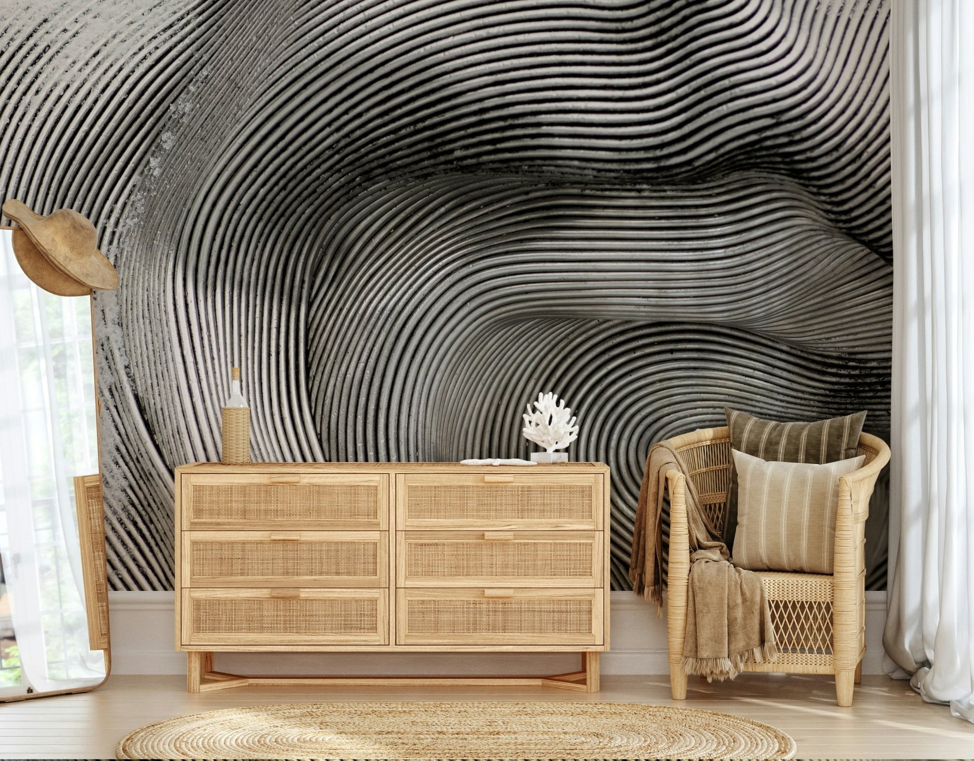 Linear Motion Silver Cascade Wall Mural - Wallanza