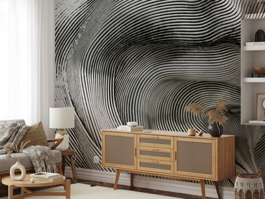 Den accent wall Linear Motion Silver Wall Mural