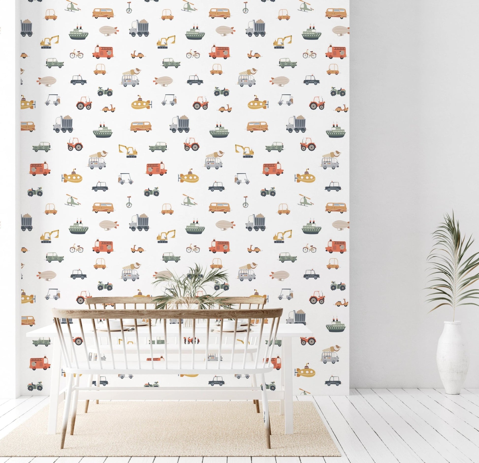 Hand-drawn helicopter and plane peel and stick