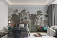 Tropical forest wall mural with birds for a children's bedroom.