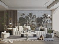 Lush Tropical Jungle Landscape Wall mural for apartments.