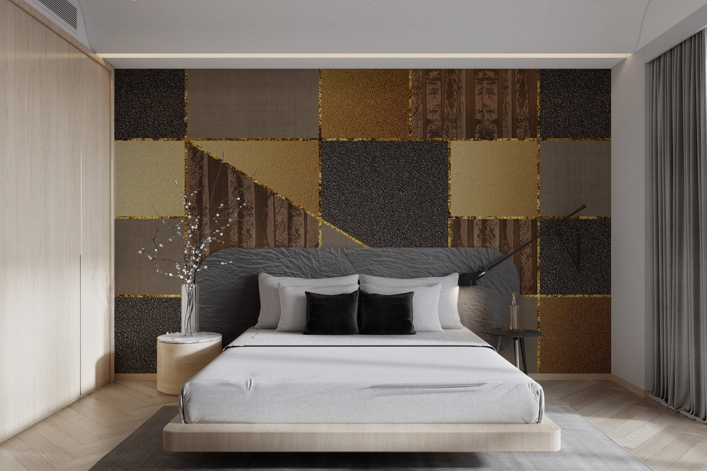 Luxury 3D Geometric Gold Wallpaper - Wallanza