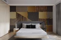 Luxury 3D Geometric Gold Wallpaper - Wallanza
