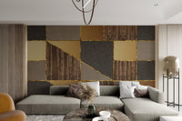 Luxury 3D Geometric Gold Wallpaper - Wallanza