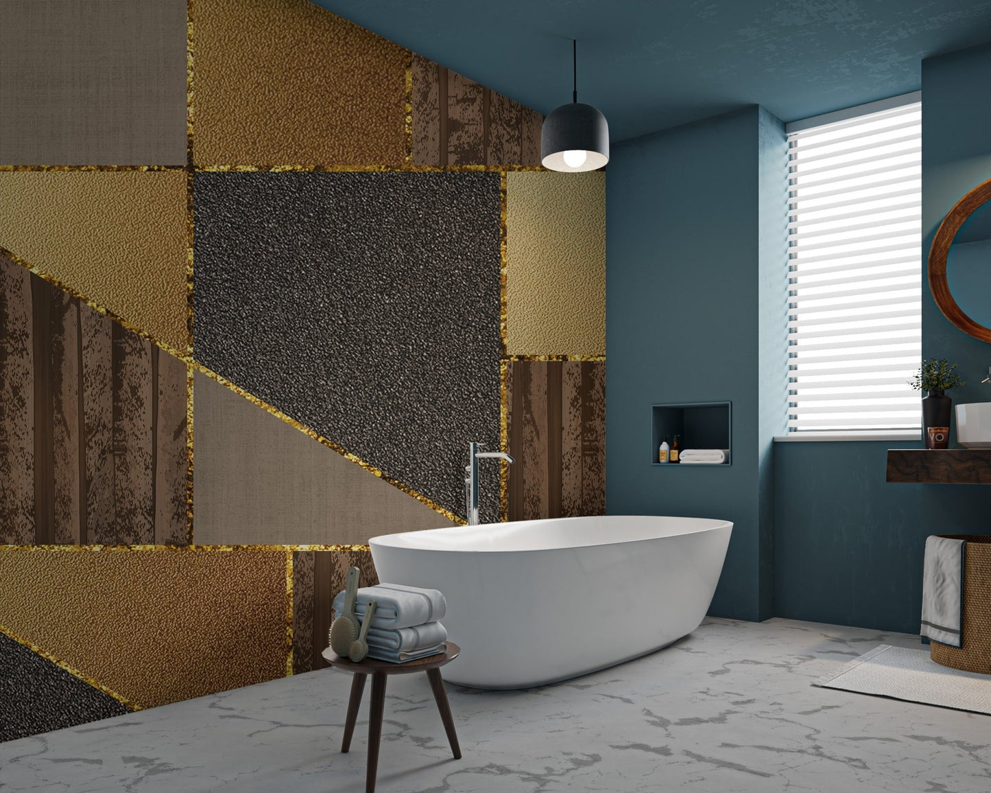 Luxury 3D Geometric Gold Wallpaper - Wallanza