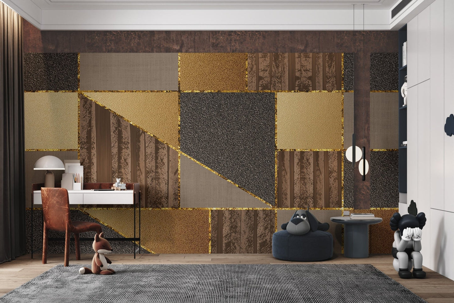 Luxury 3D Geometric Gold Wallpaper - Wallanza