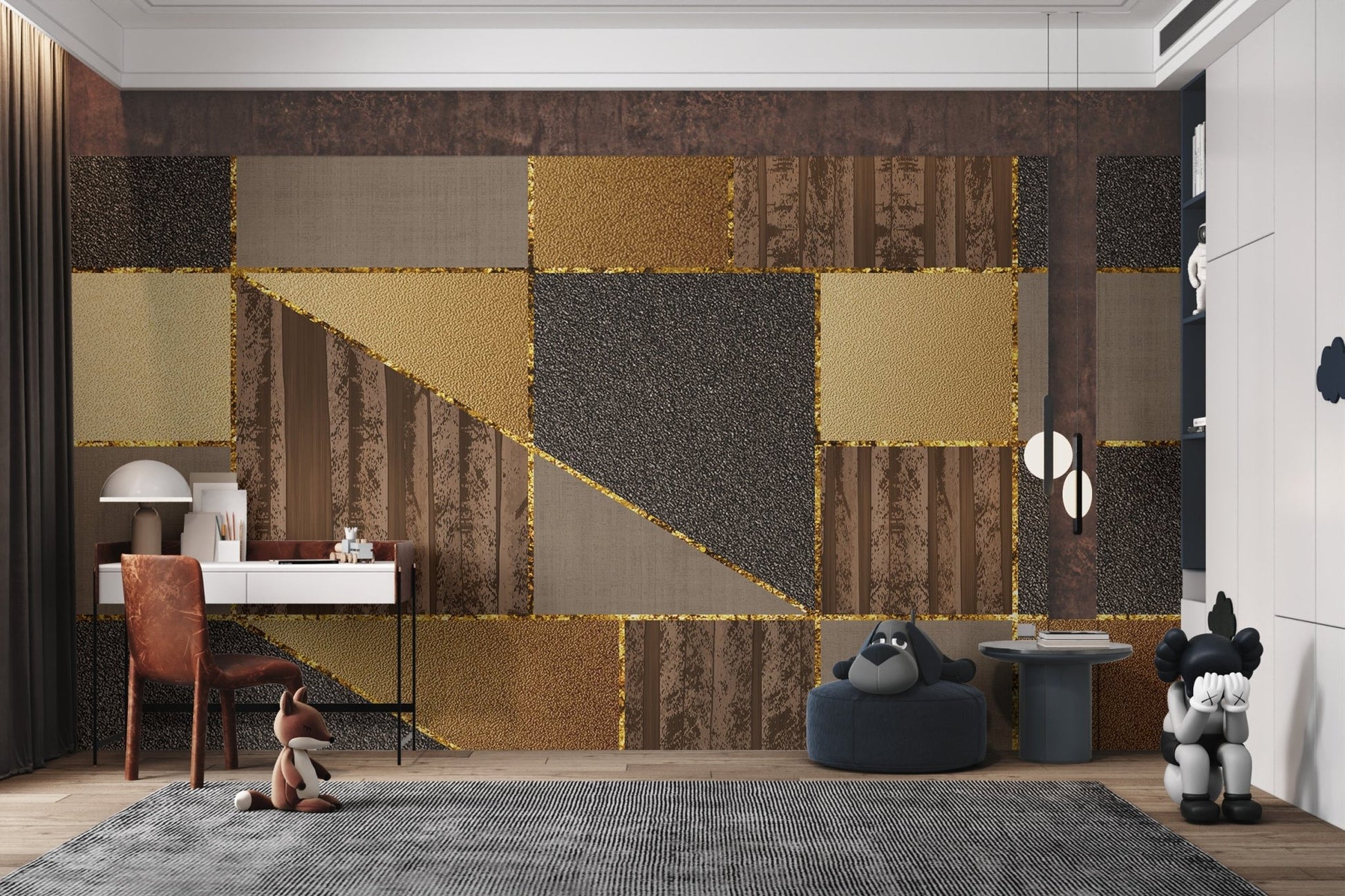 Luxury 3D Geometric Gold Wallpaper - Wallanza
