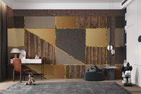 Luxury 3D Geometric Gold Wallpaper - Wallanza