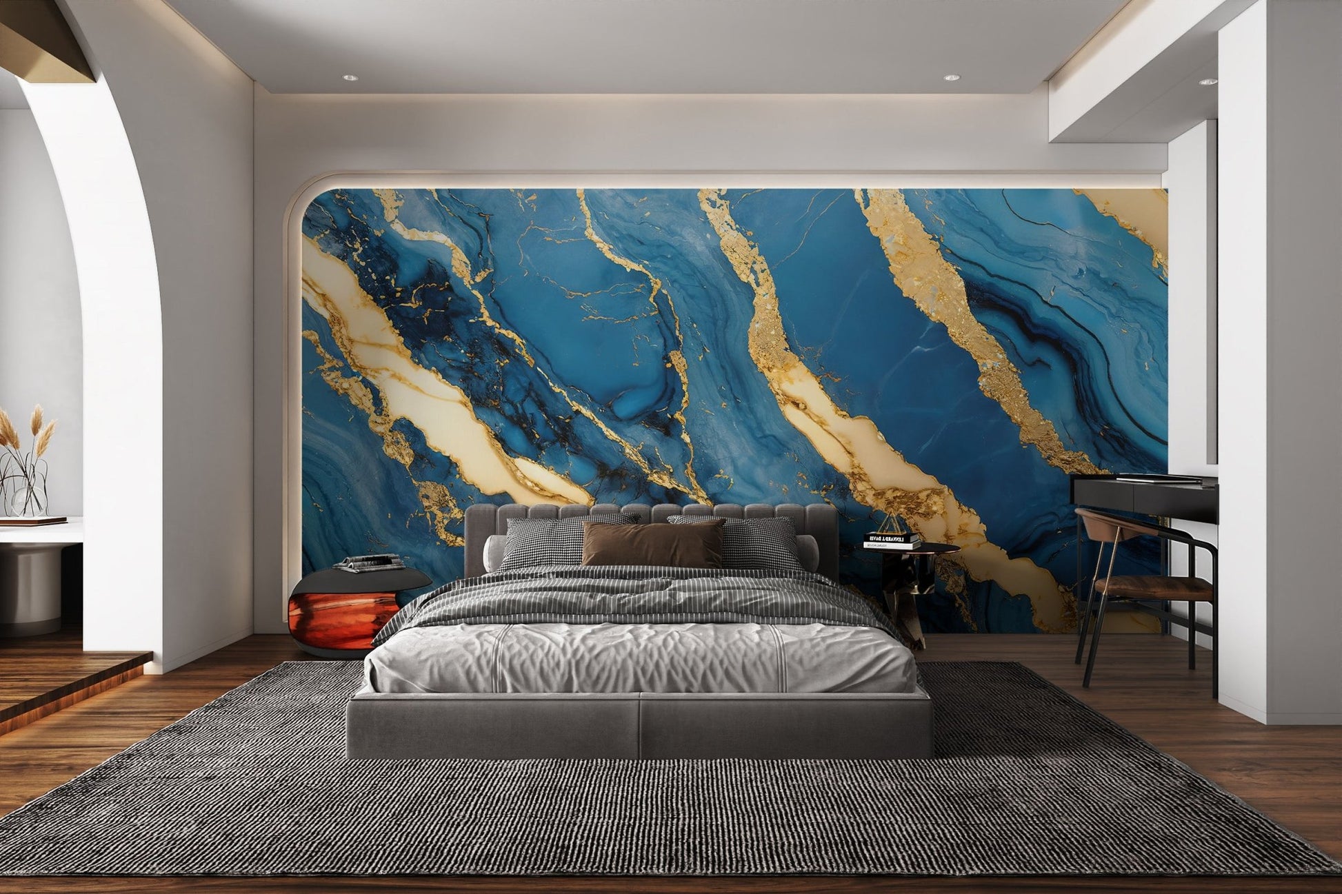 Luxury Blue Gold Marble Wallpaper - Wallanza