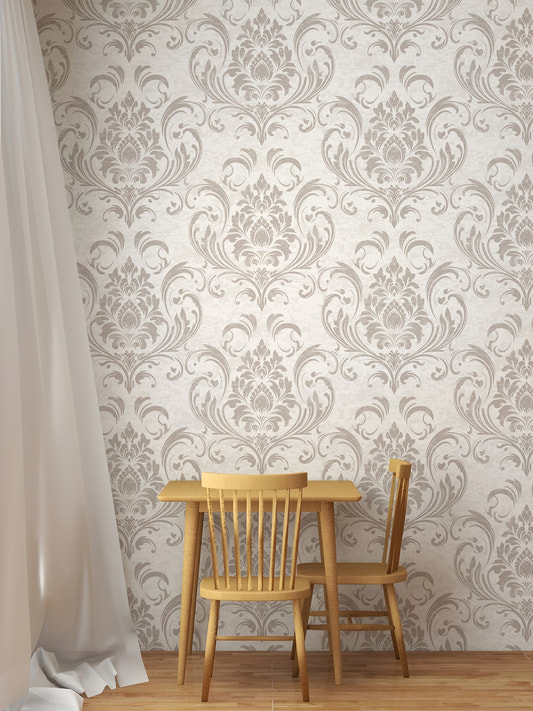 Elegant retro damask design for sophisticated dining walls