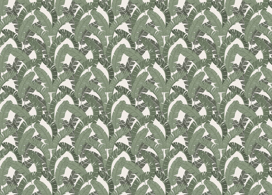 Banana Leaf Green Color Repeat Pattern Wallpaper