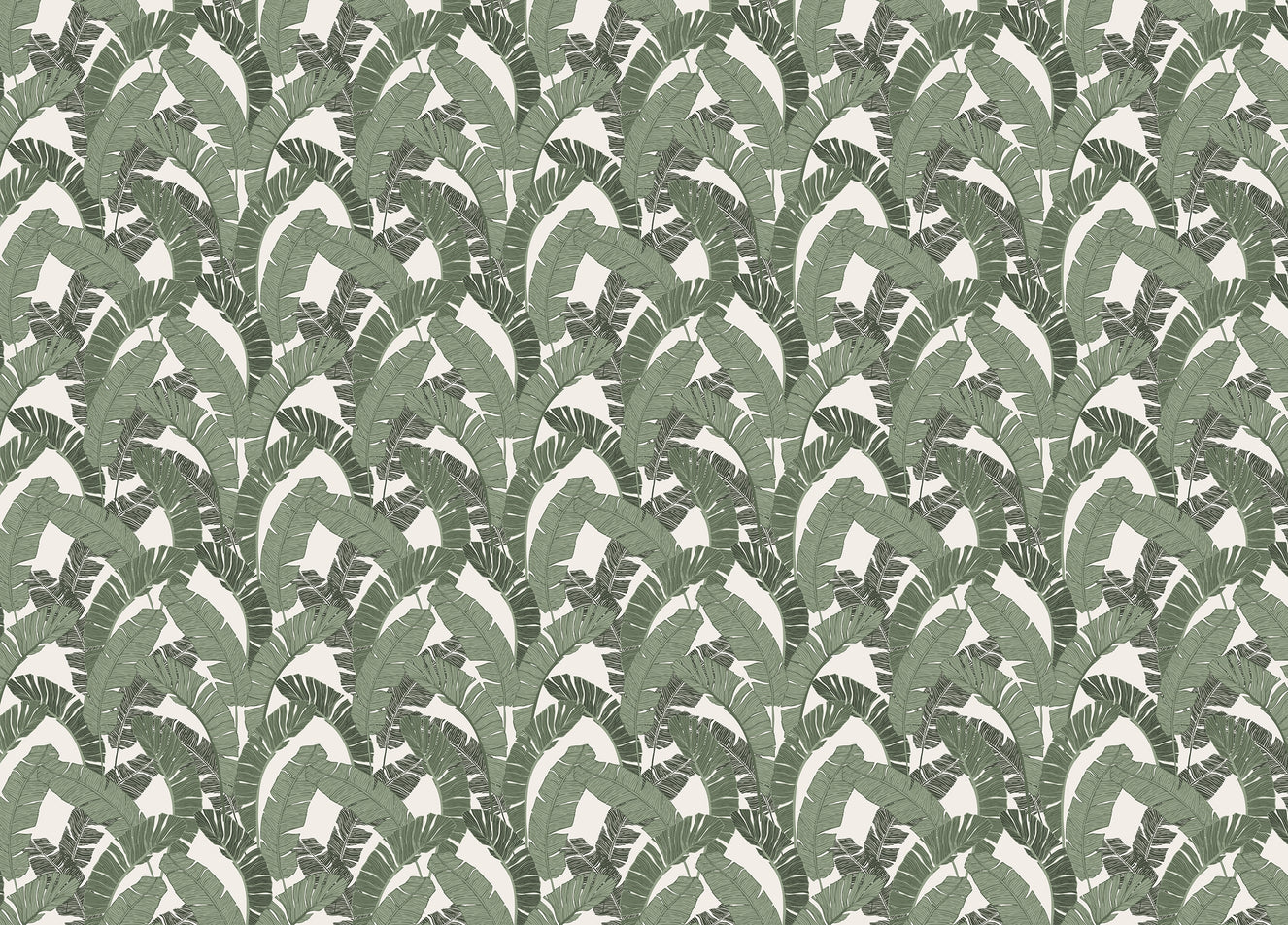 Banana Leaf Green Color Repeat Pattern Wallpaper