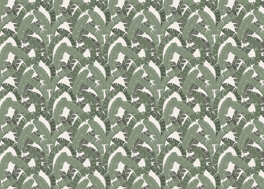 Banana Leaf Green Color Repeat Pattern Wallpaper