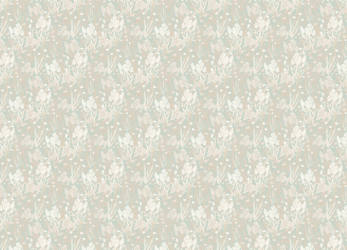 Green Shade Nostalgic Botanical Leaf Pattern Wallpaper in your room — zoomed