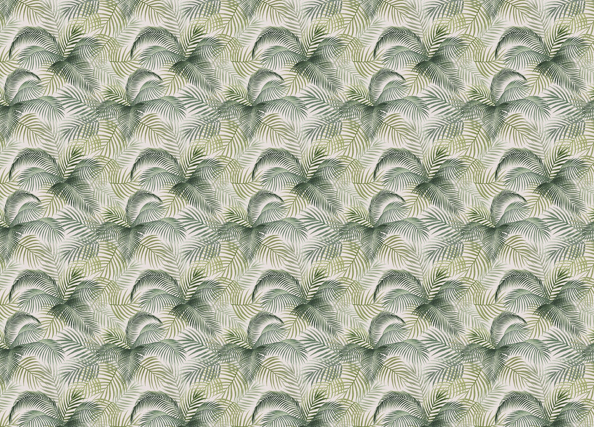 Green Color Palm Leaves Repeat Pattern Wallpaper in your room