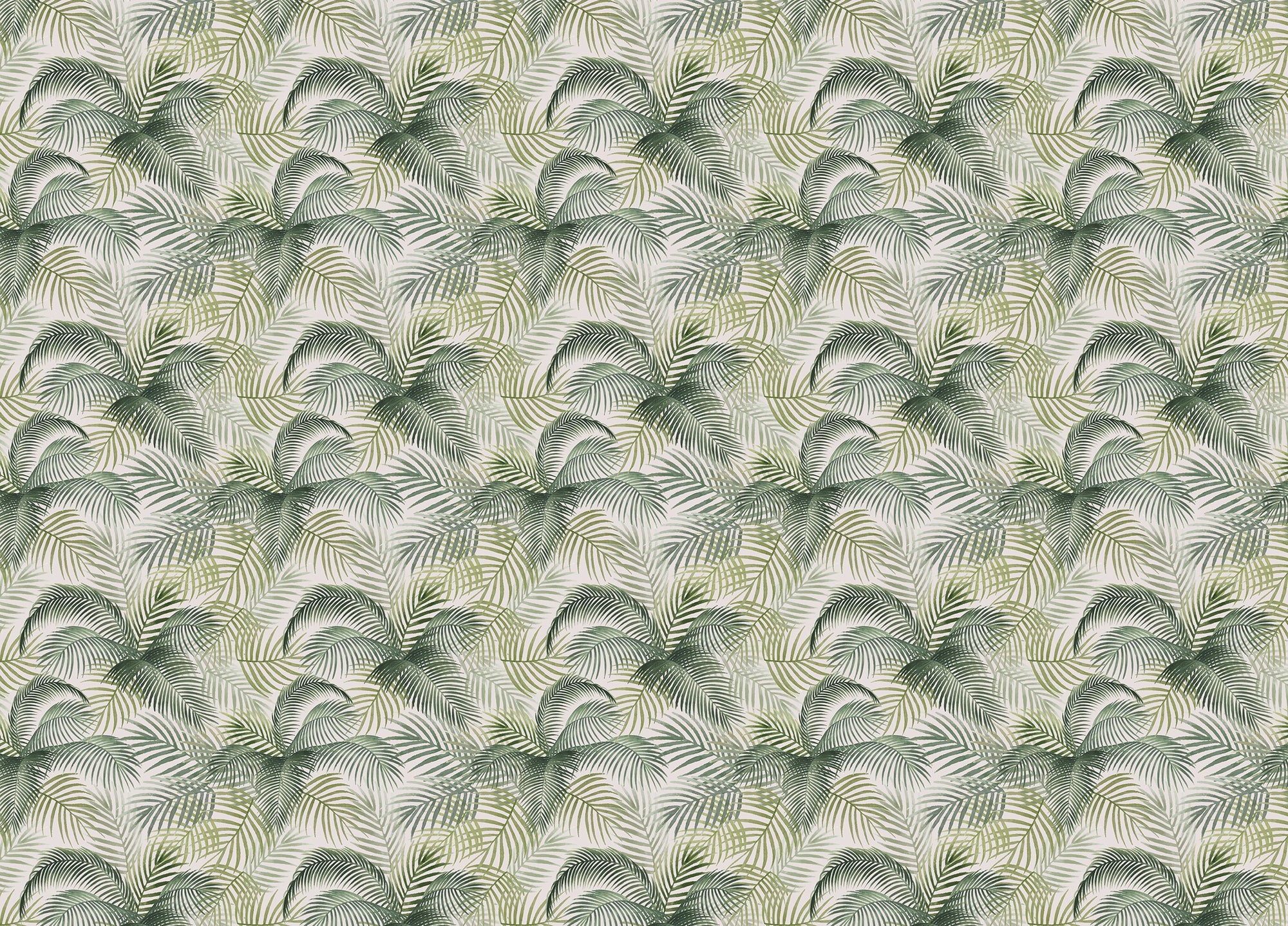 Green Color Palm Leaves Repeat Pattern Wallpaper
