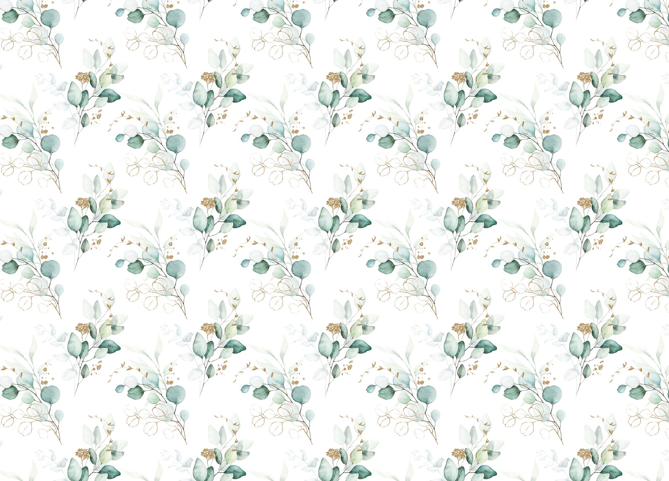 Beautiful Watercolor Eucalyptus Branches Green Wallpaper