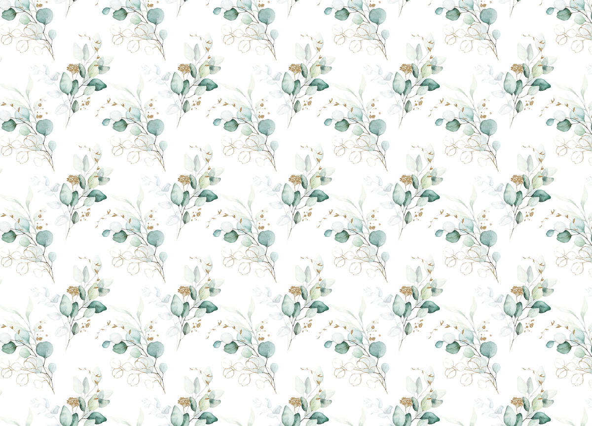 Beautiful Watercolor Eucalyptus Branches Green Wallpaper in your room